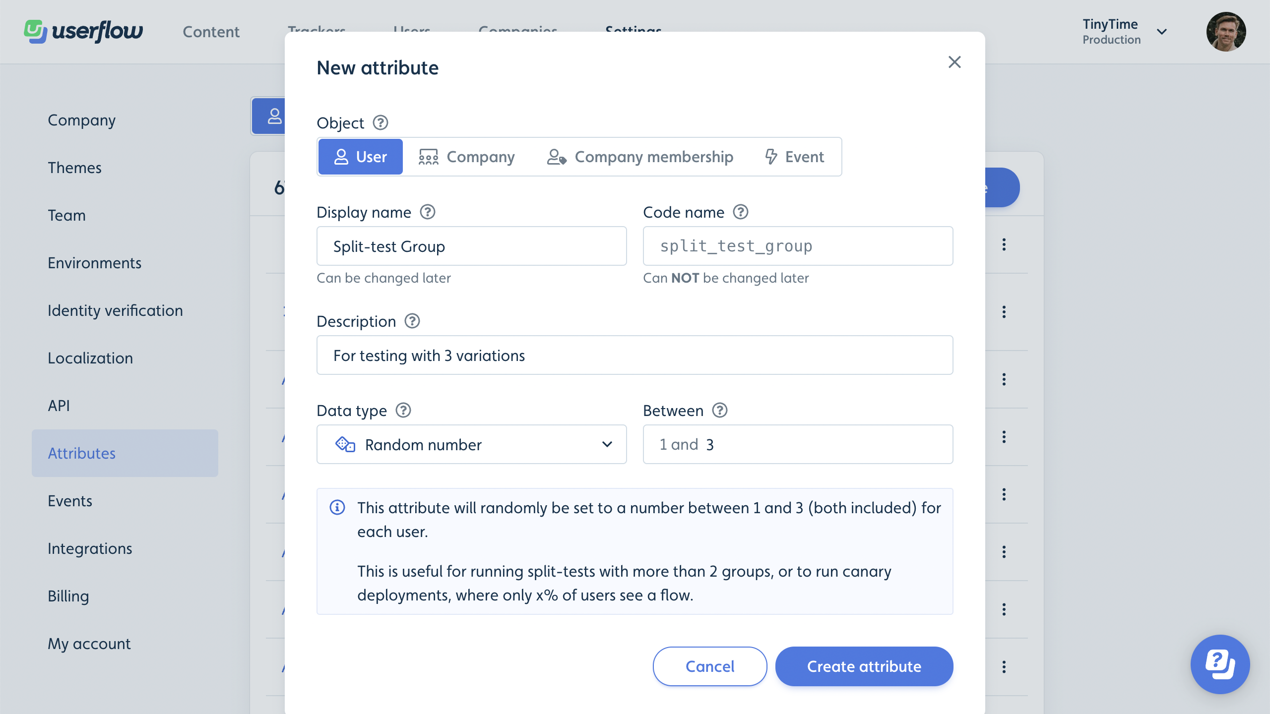 Create Random Number attribute