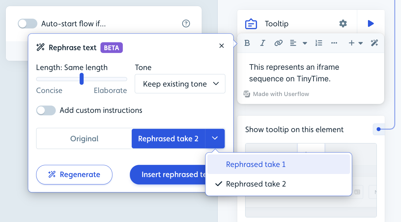 Switch between original and rewritten versions